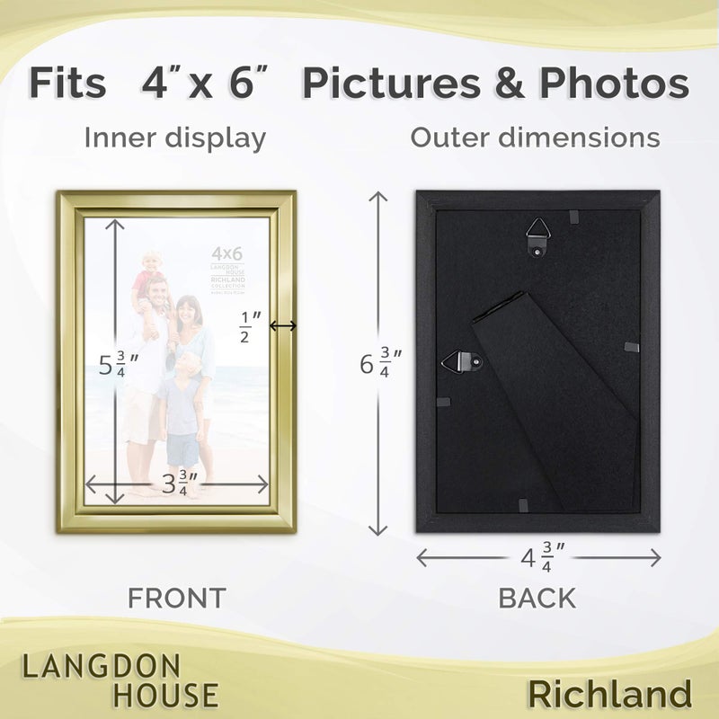 Langdon House 4x6 Picture Frames Set (Gold, 6 Pack) Distinguished Edging for Classic Style, Richland Collection - Image 2